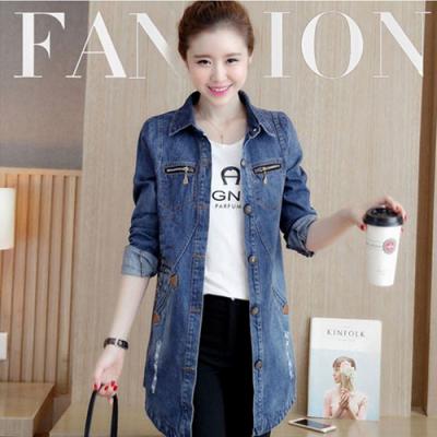 Áo Khoác Jean Nữ Form Dài Phối Dây Kéo - NK337